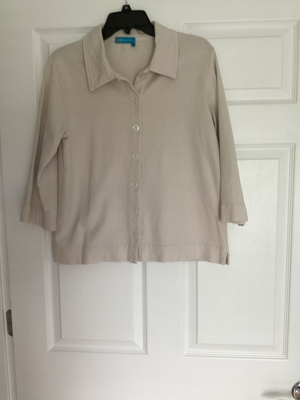 Fresh Produce creamy beige Button Front Knit‎ Jacket 3/4 sleeve
